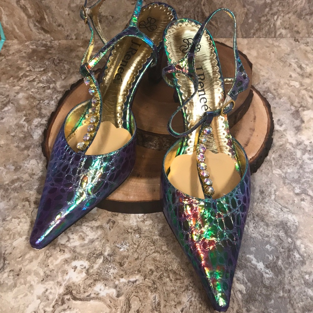 J. Renee Brinda iced crocodile sling back shoe. 8 1/2M. EUC.